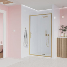 Душевая дверь Veconi Evo 100 G E1 1200x1950 брашированное золото стекло прозрачное E1-G-120-01-C9