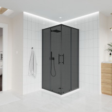Душевой угол Veconi Evo 300 B E3 800x800x1950 черный стекло тонированное матовое E3-B-8080-12-C9