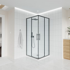 Душевой угол Veconi Evo 300 GR E3 900x900x1950 брашированный графит стекло прозрачное E3-GR-9090-01-C9