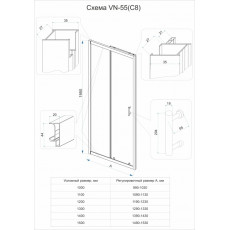 Душевая дверь Veconi Vianno VN-55G 1000x1950 брашированное золото стекло прозрачное VN55G-100-01-C8