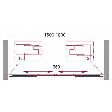 Дверь в проём BelBagno UNIQUE-BF-2-150/180-C-Cr
