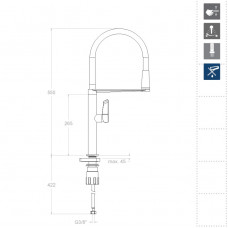 Смеситель кухонный с магнитным держателем и гибким изливом KITCHEN MAGNET 388801MA