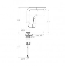 Смеситель кухонный с выдвижной лейкой и поворотным изливом KITCHEN 381901H1MC