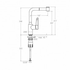 Смеситель кухонный с выдвижной лейкой и поворотным изливом KITCHEN 381901H2MC