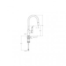 Смеситель кухонный с выдвижной лейкой и поворотным изливом KITCHEN 387901V1MC