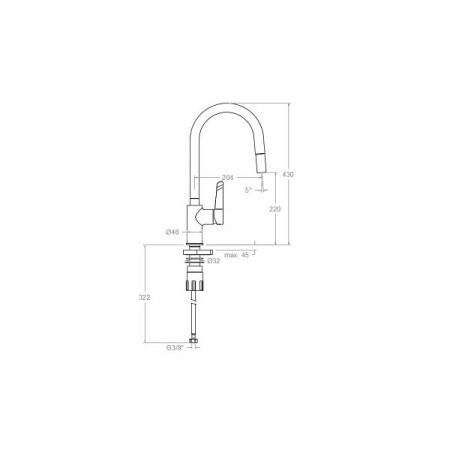 Смеситель кухонный с выдвижной лейкой и поворотным изливом KITCHEN 387901V1MC Смеситель кухонный с выдвижной лейкой и поворотным изливом KITCHEN 387901V1MC