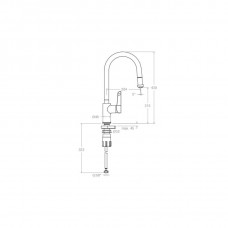 Смеситель кухонный с выдвижной лейкой и поворотным изливом KITCHEN 387901V2MC