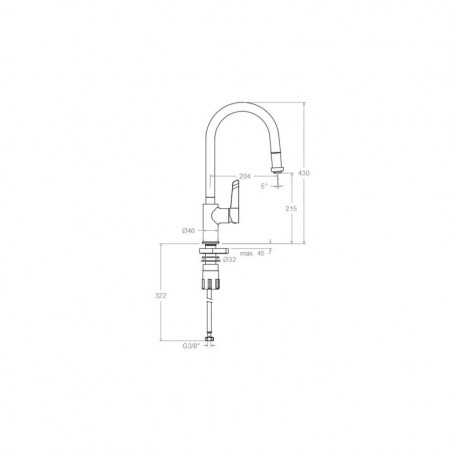 Смеситель кухонный с выдвижной лейкой и поворотным изливом KITCHEN 387901V2MC