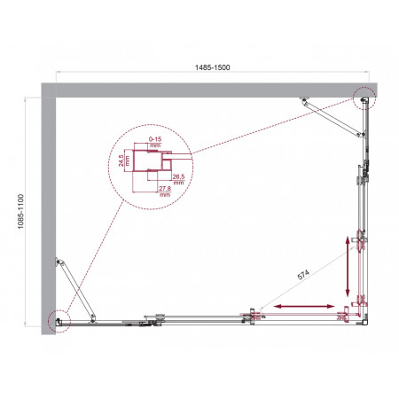 Душевой уголок LUCE-AH-22-150/110-C-Cr Душевой уголок LUCE-AH-22-150/110-C-Cr