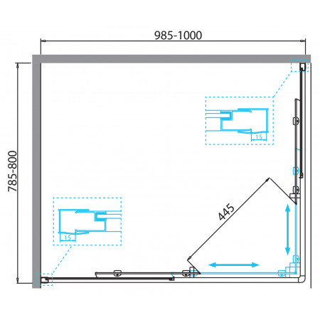 Душевой уголок BelBagno DUE-AH-2-100/80-C-Cr