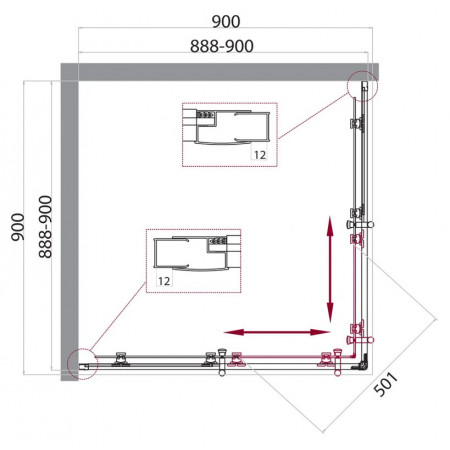 Душевой уголок BelBagno UNO-195-A-2-90-CH-CR Душевой уголок BelBagno UNO-195-A-2-90-CH-CR
