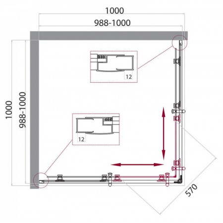 Душевой уголок BelBagno UNO-195-A-2-100-C-Cr Душевой уголок BelBagno UNO-195-A-2-100-C-Cr