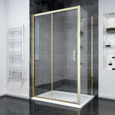 Душевой угол Veconi Rovigo RV-055G 1200x800x1950 брашированное золото стекло прозрачное RV055G-12080-01-C8