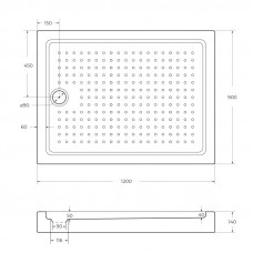 Поддон акриловый 120х90 Cezares TRAY-A-AH-120/90-15-W0 без сифона