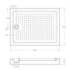 Поддон акриловый 120х90 Cezares TRAY-A-AH-120/90-15-W0 без сифона
