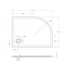 Поддон из искусственного мрамора правосторонний Belbagno TRAY-MR-UNO-RH-120/90-550-35-W-R-CR