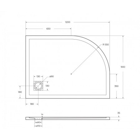 Поддон из искусственного мрамора правосторонний Belbagno TRAY-MR-UNO-RH-120/90-550-35-W-R-CR Поддон из искусственного мрамора правосторонний Belbagno TRAY-MR-UNO-RH-120/90-550-35-W-R-CR