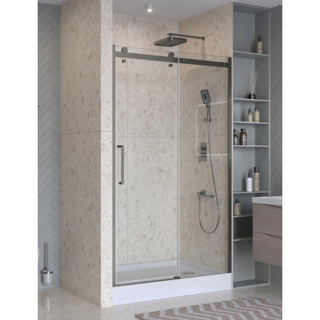 Душевая дверь шириной 131см BelBagno MARINO-2-BF-1-130-C-GM профиль оружейная сталь, стекло прозрачное Душевая дверь шириной 131см BelBagno MARINO-2-BF-1-130-C-GM профиль оружейная сталь, стекло прозрачное