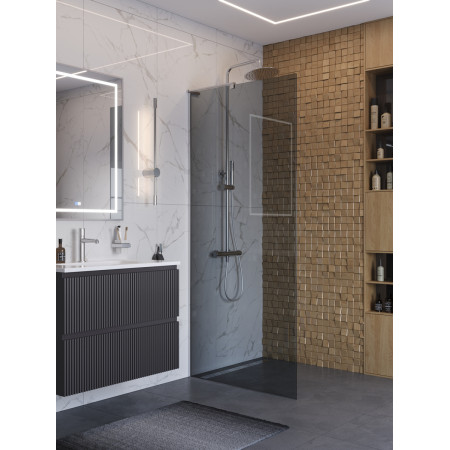 Душевая перегородка BelBagno UNO-L-1-TB-80-GR-Cr профиль хром, стекло серое Душевая перегородка BelBagno UNO-L-1-TB-80-GR-Cr профиль хром, стекло серое