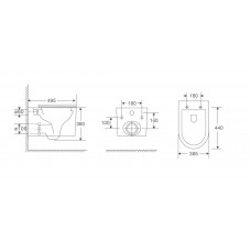Унитаз подвесной ZILI DO ZS-098E-UQ3 ЭМБЛА б/ободкаТОРНАДО/TORNADO г/вып/дюроп 495*365*360мм