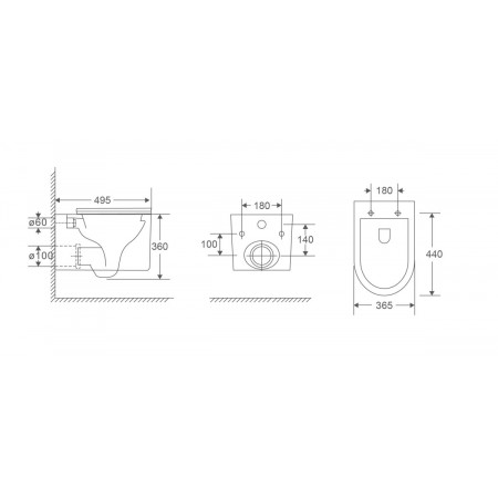 Унитаз подвесной ZILI DO ZS-098E-UQ3 ЭМБЛА б/ободкаТОРНАДО/TORNADO г/вып/дюроп 495*365*360мм