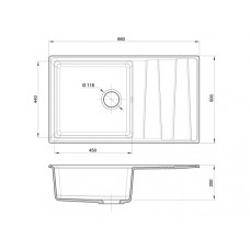 Мойка мраморная Granfest LEVEL GF-LV-860L чёрная (860 х 500)