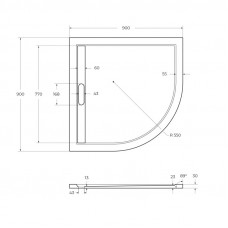 Поддон из искусственного мрамора 90х90 Cezares TRAY-AS-R-90-30-NERO без сифона