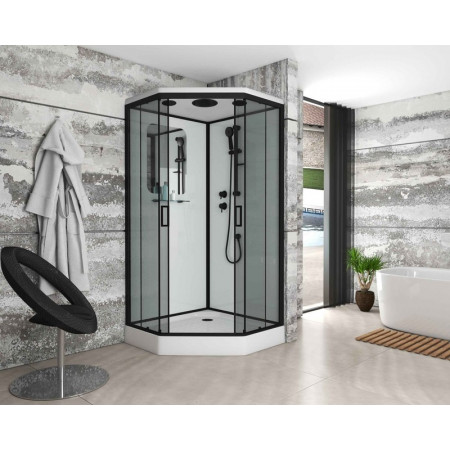 Душевая кабина Niagara Premium NG-6901-01D BLACK (90х90х220) низкий поддон(16 см),черный,стекло тонированное,4 места