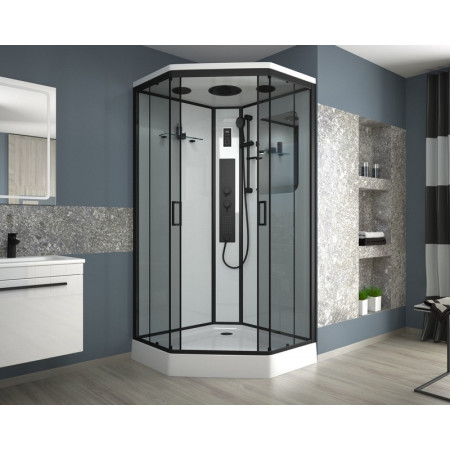 Душевая кабина Niagara Premium NG-6902-01GD BLACK (100х100х220) низкий поддон(16 см),черный,стекло тонированное,4 места