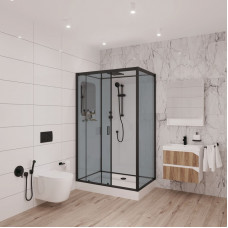 Душевая кабина Niagara Premium NG-6912-01QL BLACK (120х80х210) низкий поддон(16 см),черный,стекло тонированное,4 места