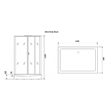Душевая кабина Niagara Premium NG-6912-01QL BLACK (120х80х210) низкий поддон(16 см),черный,стекло тонированное,4 места