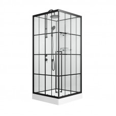 Душевая кабина Niagara Standart ST100/15QL/KL/BKT (100х100х225) низкий поддон(15см),черный,стекло прозрачное,3 места