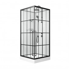 Душевая кабина Niagara Standart ST100/15QR/KL/BKT (100х100х225) низкий поддон(15см),черный,стекло прозрачное,3 места