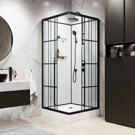 Душевая кабина Niagara Standart ST100/15QR/KL/BKT (100х100х225) низкий поддон(15см),черный,стекло прозрачное,3 места
