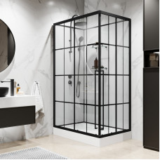 Душевая кабина Niagara Standart ST100/80/15QL/KL/BKT (100х80х225) низкий поддон(15см),черный,стекло прозрачное,3 места