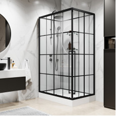 Душевая кабина Niagara Standart ST100/80/15QL/KL/BKT (100х80х225) низкий поддон(15см),черный,стекло прозрачное,3 места