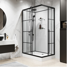 Душевая кабина Niagara Standart ST100/80/15QL/KL/BKT (100х80х225) низкий поддон(15см),черный,стекло прозрачное,3 места