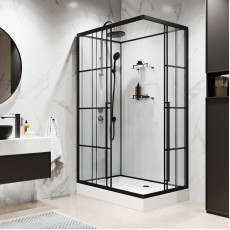 Душевая кабина Niagara Standart ST100/80/15QL/KL/BKT (100х80х225) низкий поддон(15см),черный,стекло прозрачное,3 места