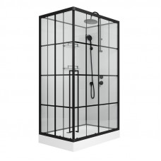 Душевая кабина Niagara Standart ST100/80/15QR/KL/BKT (100х80х225) низкий поддон(15см),черный,стекло прозрачное,3 места