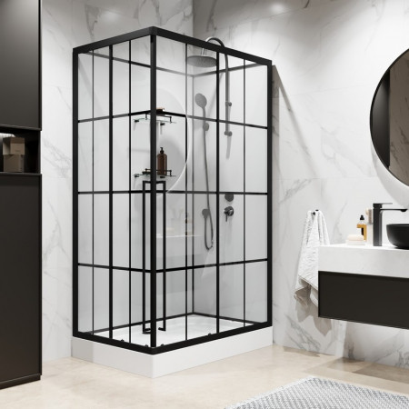 Душевая кабина Niagara Standart ST100/80/15QR/KL/BKT (100х80х225) низкий поддон(15см),черный,стекло прозрачное,3 места