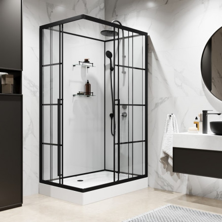Душевая кабина Niagara Standart ST100/80/15QR/KL/BKT (100х80х225) низкий поддон(15см),черный,стекло прозрачное,3 места