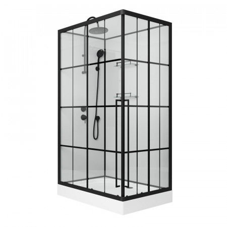 Душевая кабина Niagara Standart ST120/80/15QL/KL/BKT (120х80х225) низкий поддон(15см),черный,стекло прозрачное,3 места