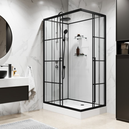 Душевая кабина Niagara Standart ST120/80/15QL/KL/BKT (120х80х225) низкий поддон(15см),черный,стекло прозрачное,3 места