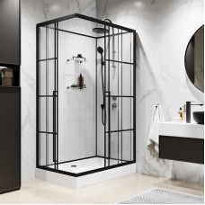 Душевая кабина Niagara Standart ST120/80/15QR/KL/BKT (120х80х225) поддон низкий(15см),черный,стекло прозрачное,3 места