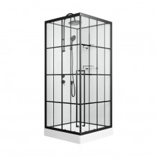 Душевая кабина Niagara Standart ST90/15QL/KL/BKT (90х90х225) низкий поддон(15см),черный,стекло прозрачное,3 места