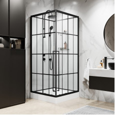 Душевая кабина Niagara Standart ST90/15QL/KL/BKT (90х90х225) низкий поддон(15см),черный,стекло прозрачное,3 места