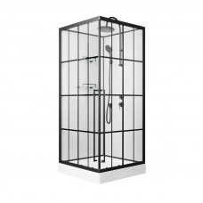 Душевая кабина Niagara Standart ST90/15QR/KL/BKT (90х90х225) низкий поддон(15см),черный,стекло прозрачное,3 места