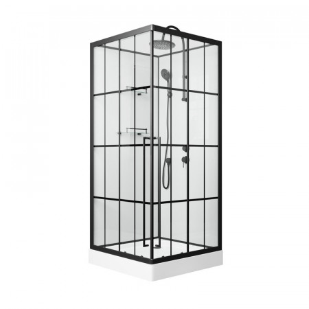 Душевая кабина Niagara Standart ST90/15QR/KL/BKT (90х90х225) низкий поддон(15см),черный,стекло прозрачное,3 места
