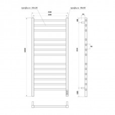 Полотенцесушитель электрический Point Вега PN71850GB П12 500x1000, диммер справа, графит блеск