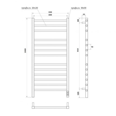 Полотенцесушитель электрический Point Вега PN71850GB П12 500x1000, диммер справа, графит блеск Полотенцесушитель электрический Point Вега PN71850GB П12 500x1000, диммер справа, графит блеск